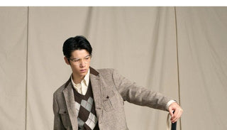 [CULTUM] Wool Blend Argyle V-Neck Knit Vest