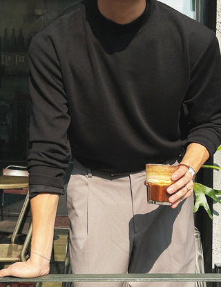 [Special Feature] Well-made Mock Turtleneck Knit Tee (4 colors, M~XL)
