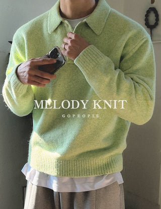 Melody Heavy Semi-Crop Collared Knit (9 colors, M~L)