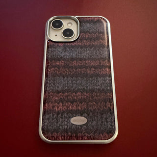 MOHAIR STRIPE SILVER EPOXY CASE _ BROWN