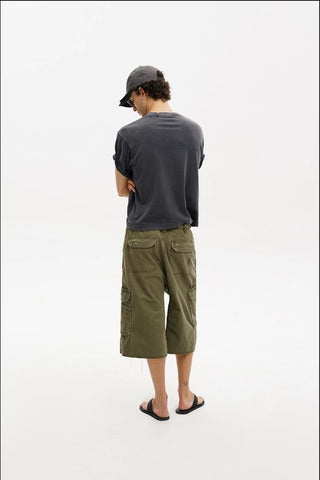 [MASONPRINCE] Distressed Cargo Capri Shorts