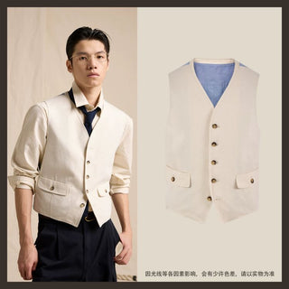 [CULTUM] Lyocell Blend Washed Denim Spliced Vest