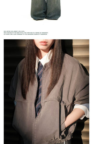 [Moromoro2] Washed Cotton Cropped Jacket