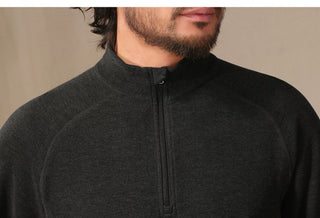 [CULTUM] Stand Collar Half-Zip Fleece T-shirt