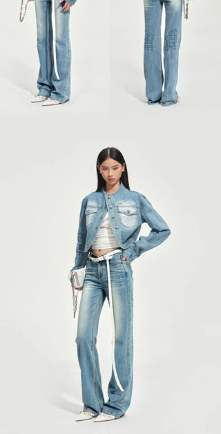 [NOTAWEAR] Wave Washed Slim Straight Jeans
