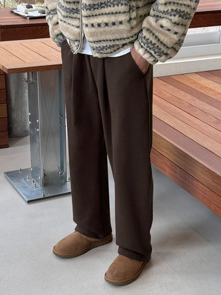Allo One-Pleat Drawstring Fleece-Lined Training Pants
