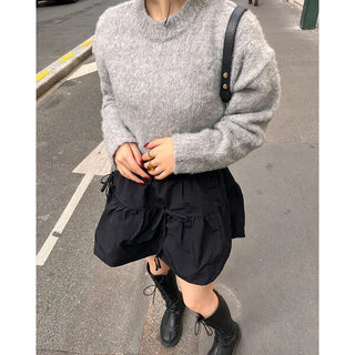 Ribbon Shirring Mini Skirt
