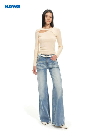 [NOTAWEAR] Cutout Ribbed Knit Top