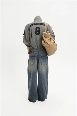 [MASONPRINCE] Distressed Boxy Hooded Knit Cardigan