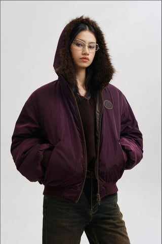 [MASONPRINCE] Hooded Plaid Puffer Jacket