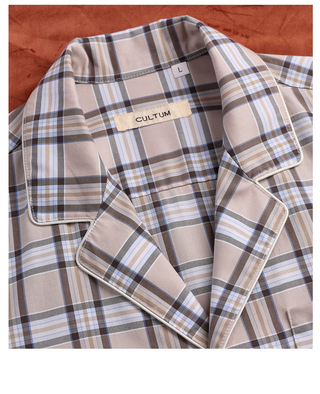 [CULTUM] Piped Plaid Cotton Pajama