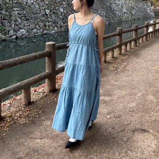 String denim camisole dress