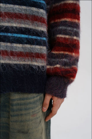 [MASONPRINCE] Striped Wool Blend Crewneck Sweater