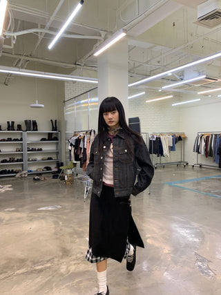 NEVERSEEZ Checkered Patchwork Skirt