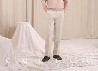 [CULTUM] Herringbone Brushed Elastic Waist Trousers