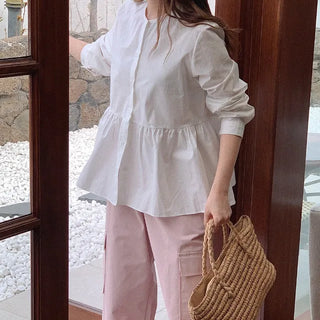 Flared cotton blouse