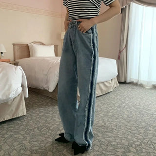 Line Point Wide Denim Pants