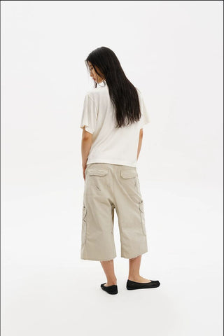 [MASONPRINCE] Distressed Cargo Capri Shorts