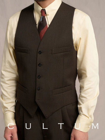 [CULTUM] 1930s Wool Blend Twill 4-Pocket Vest
