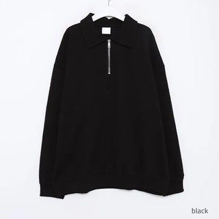 Oversized Half-Zip Color Sweatshirt