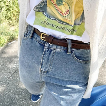 square gold frame belt