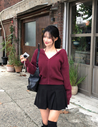 (Pleated skirt with built-in inner shorts)