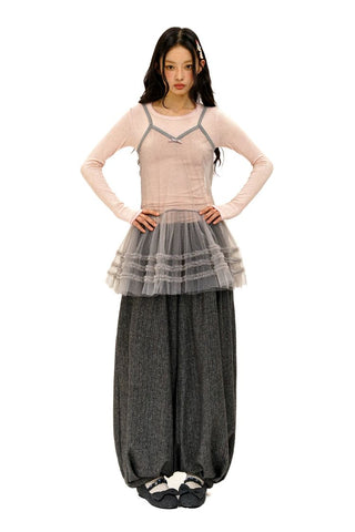 [Moromoro2] Layered Mesh Lace Camisole  Dress