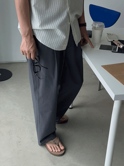Joy Linen Cotton One-Pleat Elastic Waist Pants