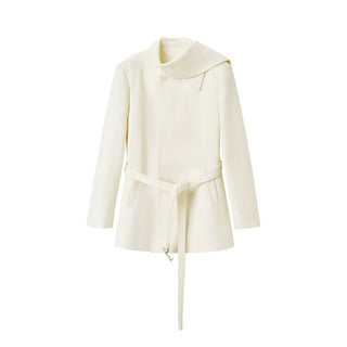 [NOTAWEAR] Wool Blend Belted Coat with  Scarf