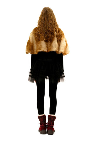 [Moromoro2] Plaid Fur-Lined Platform Snow  Boots