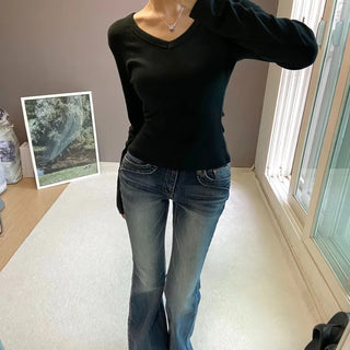V-NECK SLIM LOOSE TEE