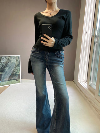 V-NECK SLIM LOOSE TEE