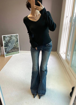 V-NECK SLIM LOOSE TEE