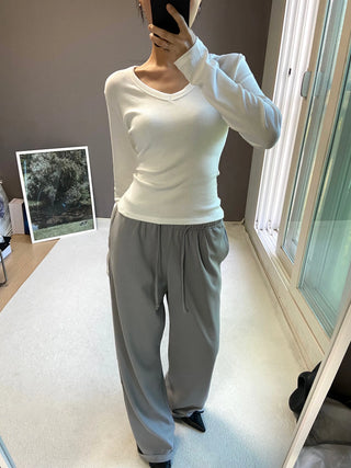 V-NECK SLIM LOOSE TEE