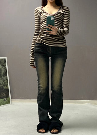 VINTAGE WASHING LOW DENIM
