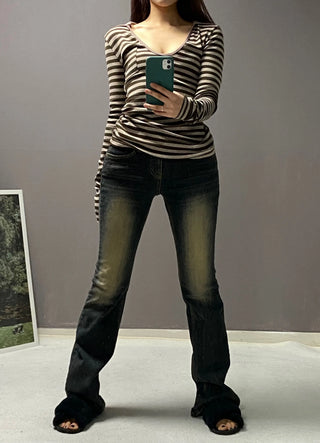 VINTAGE WASHING LOW DENIM