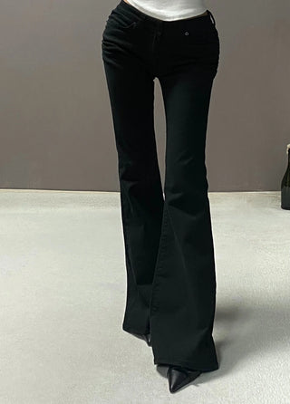 SHIRRING LOW BOOTSCUT PANTS