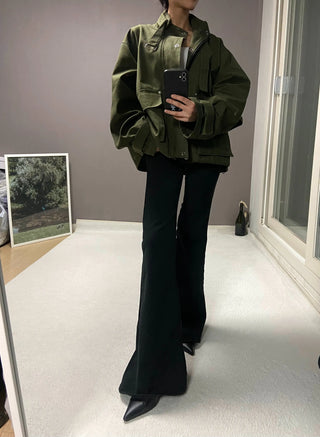 SHIRRING LOW BOOTSCUT PANTS
