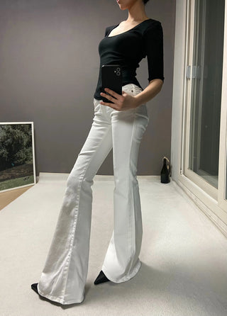 SHIRRING LOW BOOTSCUT PANTS