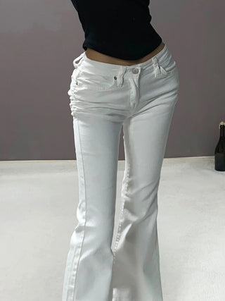 SHIRRING LOW BOOTSCUT PANTS