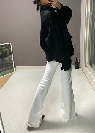 SHIRRING LOW BOOTSCUT PANTS