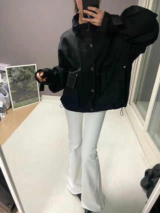 SHIRRING LOW BOOTSCUT PANTS