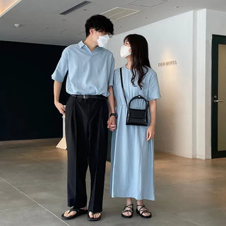 ex linen strap short-sleeved dress