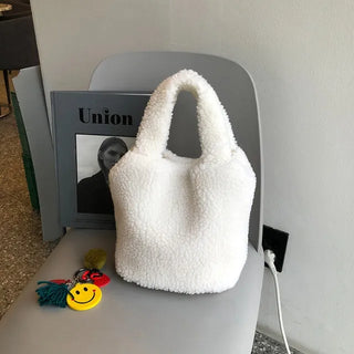 Fleece Boa Handle Tote Bag (3 colors)