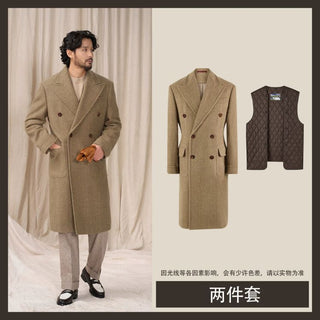 [CULTUM] Heavyweight Wool Herringbone Polo Coat