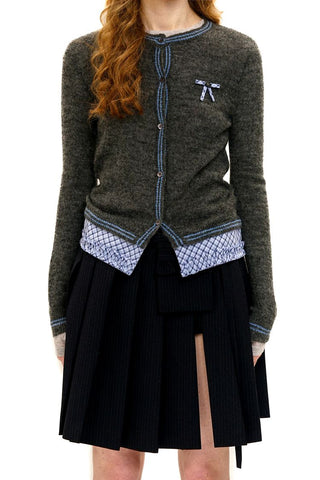 [Moromoro2] Ribbon Slit Pleated Skirt