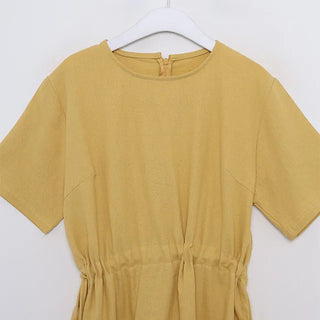 ex linen strap short-sleeved dress