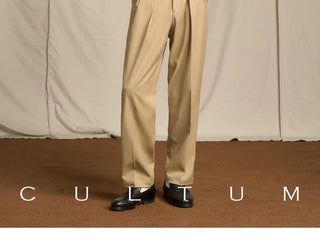 [CULTUM] Wool Blend Double Pleat Tapered Trousers