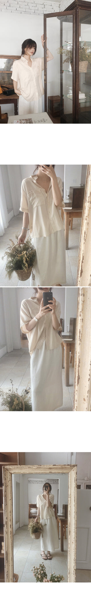 Silky 2-Pocket Blouse Shirt - 4 Colors