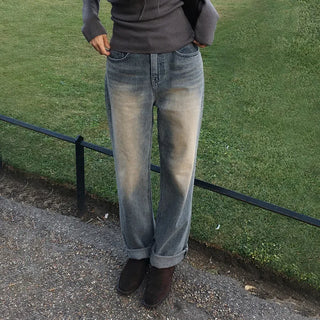 Long straight denim pants